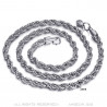 Chaîne Collier Maille Torsadé Corde 5mm 55cm Acier Argent bobijoo