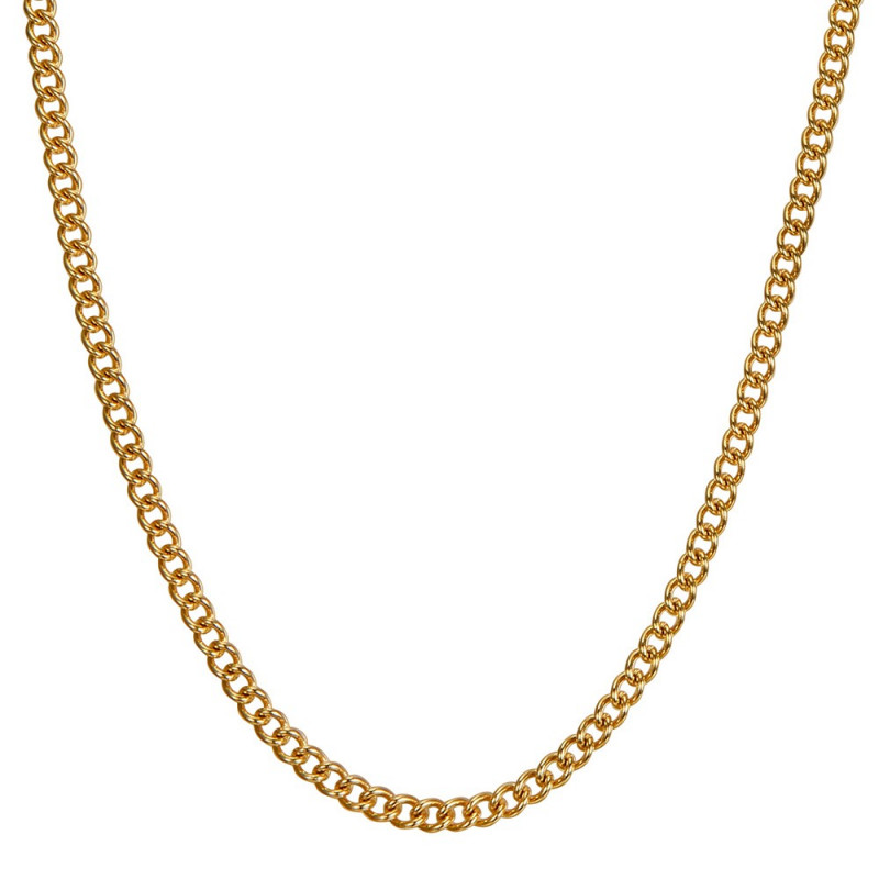 COH0032 BOBIJOO Jewelry Chain Necklace Cuban Mesh 3mm 55cm Steel Gold