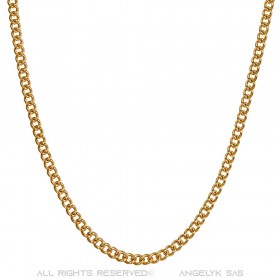 COH0032 BOBIJOO Jewelry Chain Necklace Cuban Mesh 3mm 55cm Steel Gold