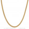 COH0032 BOBIJOO Jewelry Chain Necklace Cuban Mesh 3mm 55cm Steel Gold