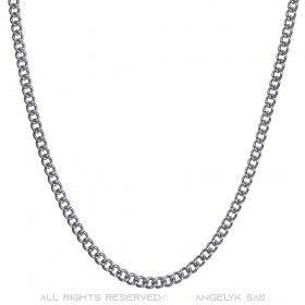 Chaîne Collier Maille Cubaine 3mm 55cm Acier Argent bobijoo