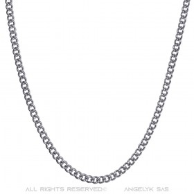 COH0032S BOBIJOO Jewelry Cuban Mesh Necklace Chain 3mm 55cm Steel Silver