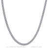 Chaîne Collier Maille Cubaine 3mm 55cm Acier Argent bobijoo