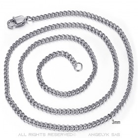 COH0032S BOBIJOO Jewelry Cuban Mesh Halskette Kette 3mm 55cm Stahl Silber