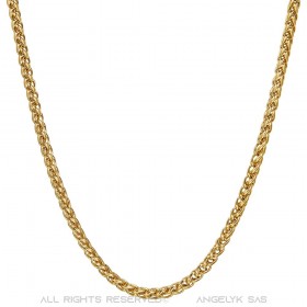 COH0033 BOBIJOO Jewelry Kette Halskette Mesh Weizenfaser 3mm 55cm Stahl Gold