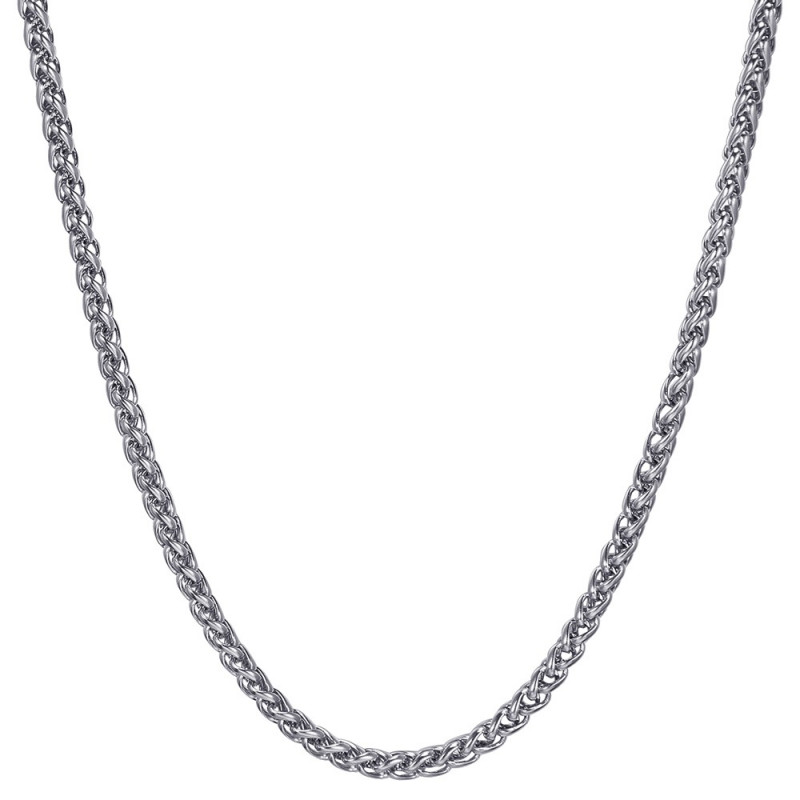 COH0033S BOBIJOO Jewelry Kette Halskette Mesh Weizenfaser 3mm 55cm Stahl Silber