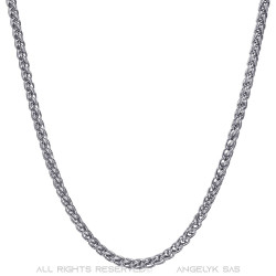 COH0033S BOBIJOO Jewelry Kette Halskette Mesh Weizenfaser 3mm 55cm Stahl Silber