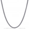 Chaîne Collier Maille Blé Fibre 3mm 55cm Acier Argent bobijoo