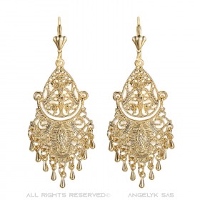 BOF0069 BOBIJOO JEWELRY Aretes Colgantes de Plata-tono de Metal Flores