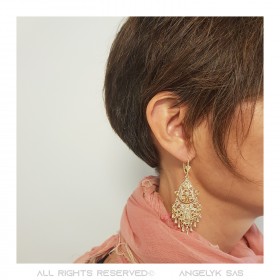 BOF0069 BOBIJOO JEWELRY Aretes Colgantes de Plata-tono de Metal Flores