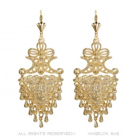 BOF0103 BOBIJOO JEWELRY Aretes Colgantes de Plata-tono de Metal Flores