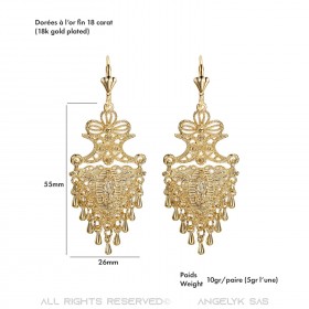 BOF0103 BOBIJOO JEWELRY Aretes Colgantes de Plata-tono de Metal Flores