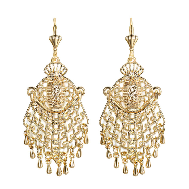 BOF0108 BOBIJOO JEWELRY Aretes Colgantes de Plata-tono de Metal Flores