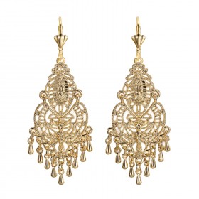 BOF0109 BOBIJOO JEWELRY Aretes Colgantes de Plata-tono de Metal Flores