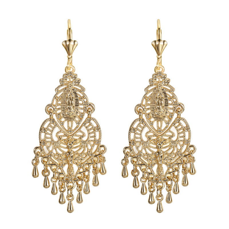 BOF0109 BOBIJOO JEWELRY Earrings Dangling Silver-tone Metal Flowers