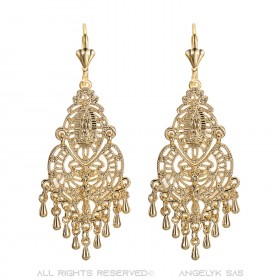 BOF0109 BOBIJOO JEWELRY Earrings Dangling Silver-tone Metal Flowers