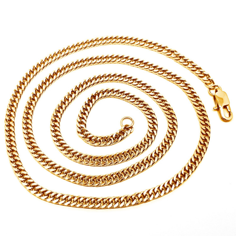 Laufnetz Kette 60cm 4mm Edelstahl Gold  IM#18534