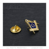 PIN0008 BOBIJOO JEWELRY Freemason pins G Square Compass Blue Gold Rhinestone