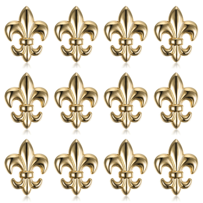 Lot de 12 Pins Fleur de Lys en laiton doré à l'or fin bobijoo