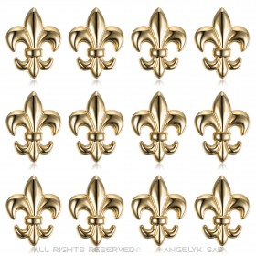 Lot de 12 Pins Fleur de Lys en laiton doré à l'or fin bobijoo