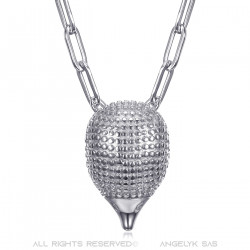 PE0318S BOBIJOO Jewelry Hedgehog pendant for man in gypsy style Steel Silver