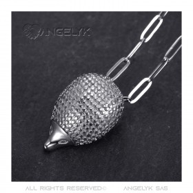 PE0318S BOBIJOO Jewelry Hedgehog pendant for man in gypsy style Steel Silver