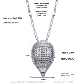 PE0319S BOBIJOO Jewelry Colgante erizo para mujer en estilo gitano Acero Plata