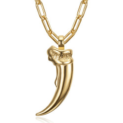 PE0320 BOBIJOO Jewelry Bear claw pendant for man steel gold