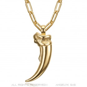 PE0320 BOBIJOO Jewelry Bear claw pendant for man steel gold