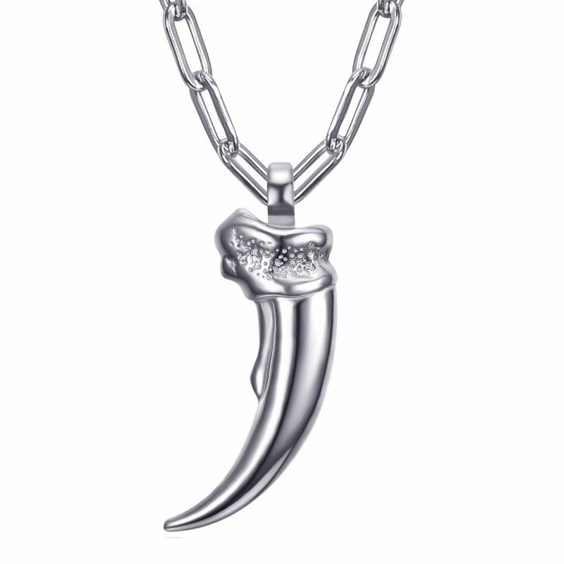 PE0320S BOBIJOO Jewelry Bear claw pendant for men steel silver