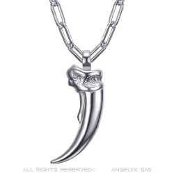 PE0320S BOBIJOO Jewelry Colgante de garra de oso para hombre acero plata