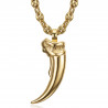 PE0321 BOBIJOO Jewelry Bear Claw Pendant and Coffee Bean Chain Steel Gold