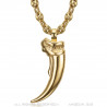 PE0321 BOBIJOO Jewelry Bear Claw Pendant and Coffee Bean Chain Steel Gold