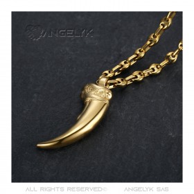 PE0321 BOBIJOO Jewelry Bear Claw Pendant and Coffee Bean Chain Steel Gold