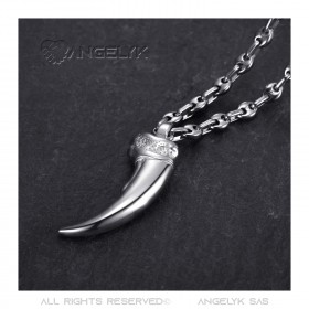 PE0321S BOBIJOO Jewelry Bear Claw Pendant and Coffee Bean Chain Steel Silver