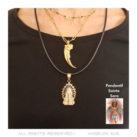 PEF0066 BOBIJOO Jewelry Saint Sara pendant pink gold, patroness of the gypsies