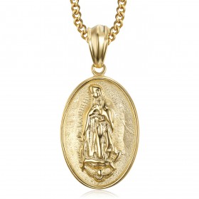 Medaille lourdes Grand pendentif Homme ou Femme Acier Or bobijoo