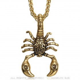 PE0111 BOBIJOO Jewelry Ciondolo Scorpione Uomo Acciaio Oro Fleur-de-Lys