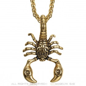 PE0111 BOBIJOO Jewelry Pendant Scorpio Man Steel Gold Fleur-de-Lys