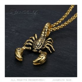 PE0111 BOBIJOO Jewelry Pendant Scorpio Man Steel Gold Fleur-de-Lys