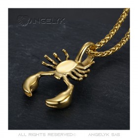 PE0111 BOBIJOO Jewelry Anhänger Skorpion Mann Stahl Gold Fleur-de-Lys