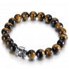 Bracelet Stone Tiger Eye Cross Pattee Templar Skull  IM#18845