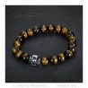 Bracelet Stone Tiger Eye Cross Pattee Templar Skull  IM#18847