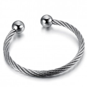 Bracelet cable femme Acier Inoxydable avec boules bobijoo