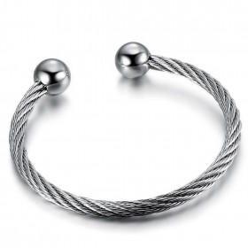 BR0257 BOBIJOO Jewelry Pulsera cable mujer Acero inoxidable con bolas