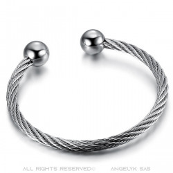 BR0257 BOBIJOO Jewelry Pulsera cable mujer Acero inoxidable con bolas