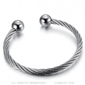 Bracelet cable femme Acier Inoxydable avec boules bobijoo