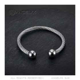 BR0257 BOBIJOO Jewelry Bracelet cable woman Stainless Steel with balls