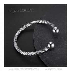 BR0257 BOBIJOO Jewelry Pulsera cable mujer Acero inoxidable con bolas