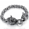 Bracelet viking Double tête de loup, tout acier 316L bobijoo